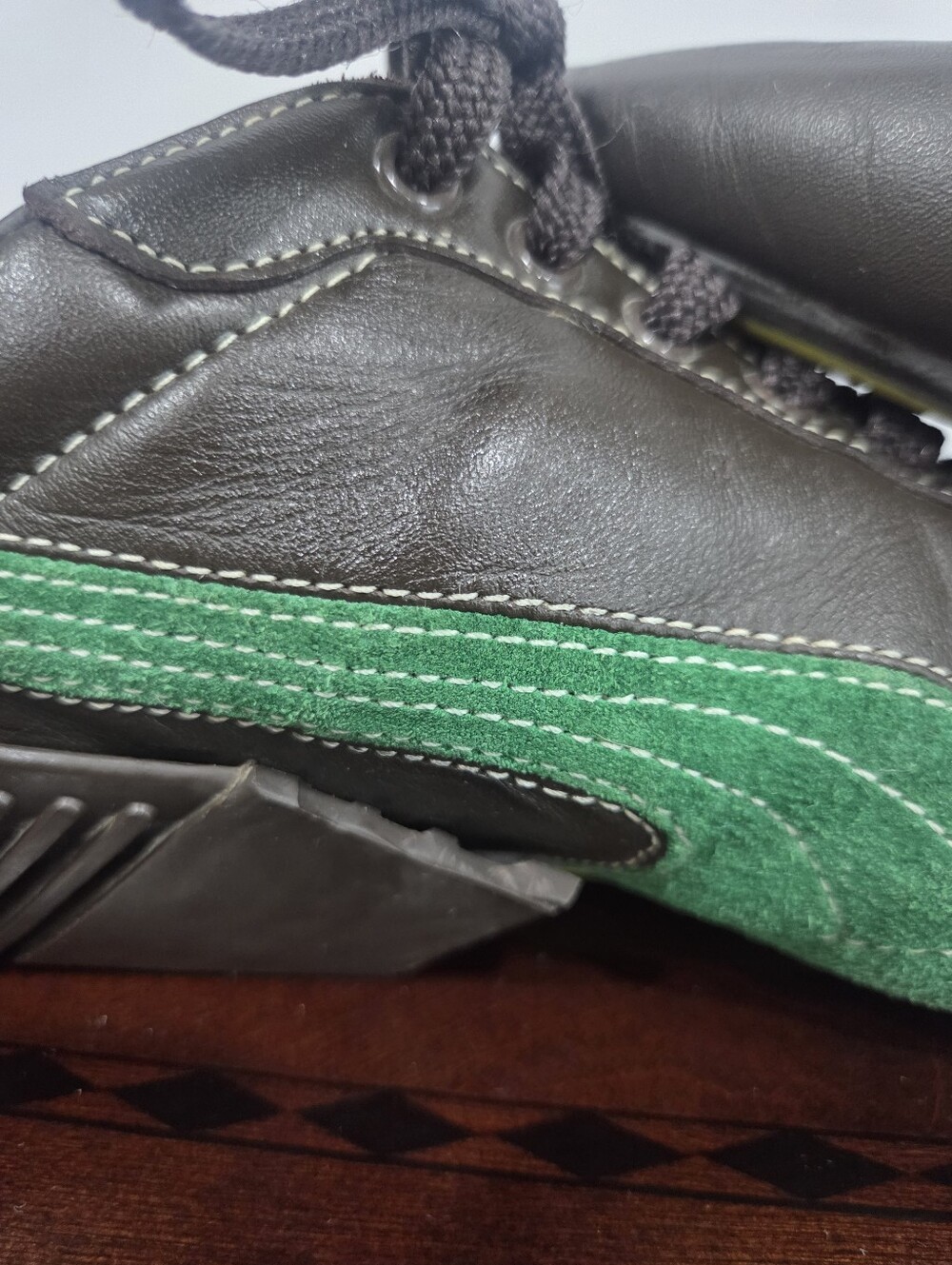 Puma Mihara Yasuhiro Men’s Black Leather  Sneakers with Green Side Stripe Sz.12 - Picture 8 of 9